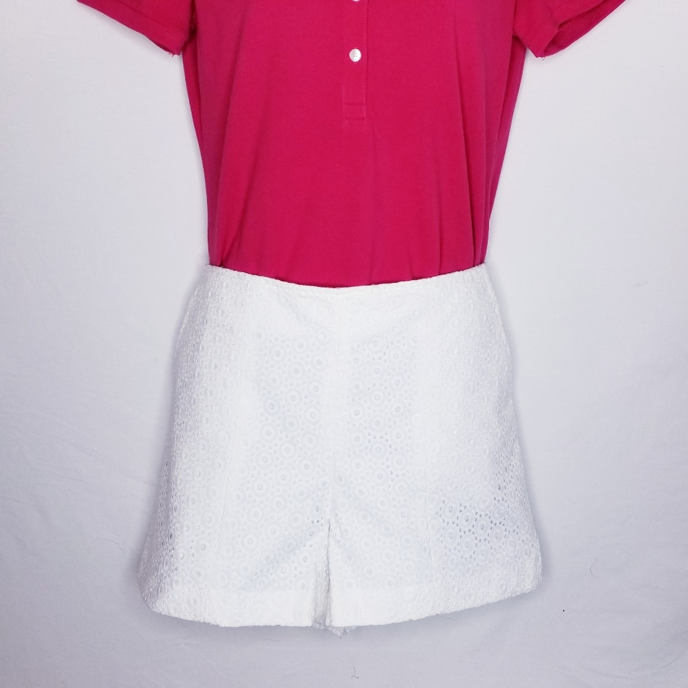 Pappagallo Size 10 White Eyelet Shorts NWT